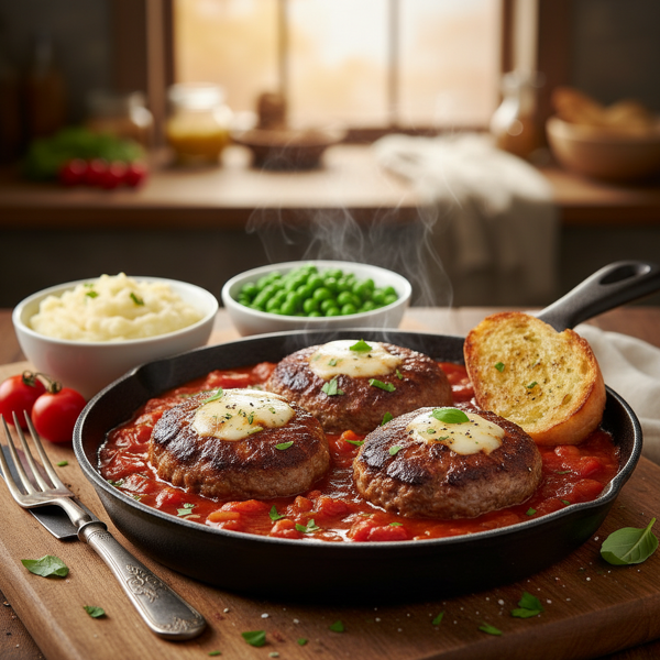 Savory Hamburger Steaks in Tomato Gravy recipe