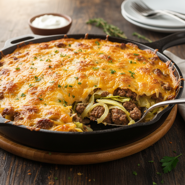Savory Hamburger & Cabbage Bake recipe