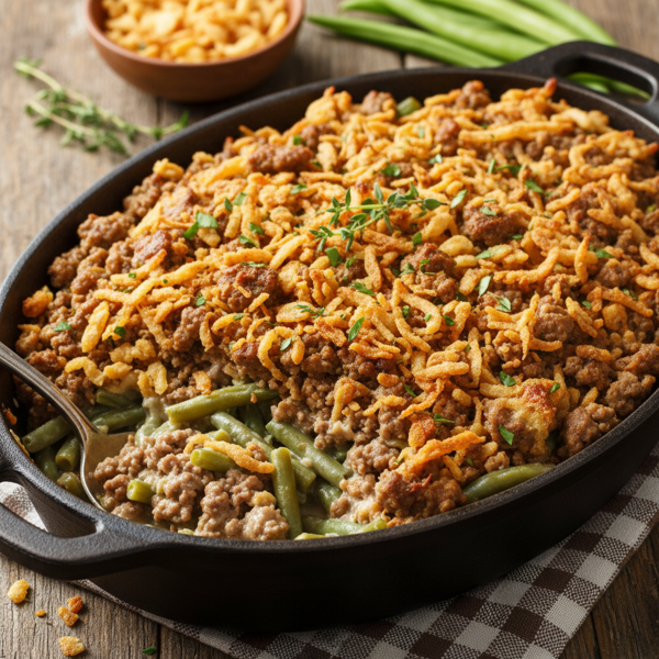 Savory Hamburger and Green Bean Casserole recipe