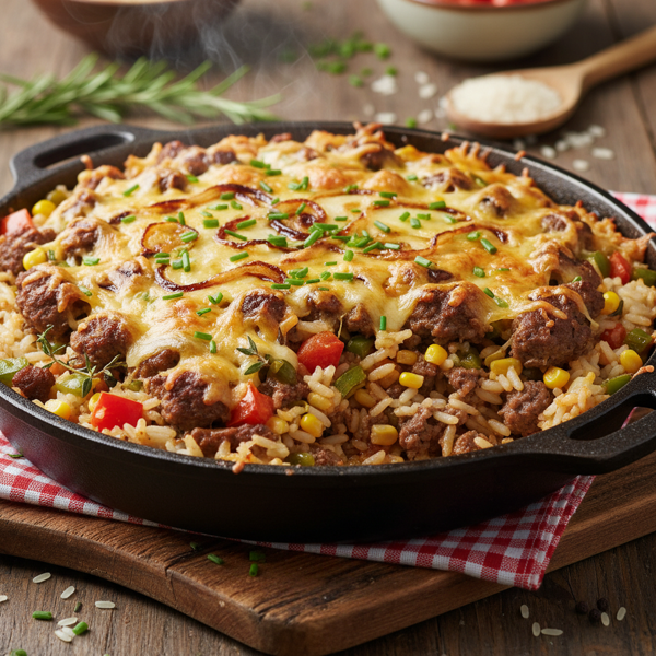 Savory Hamburger and Rice Casserole recipe