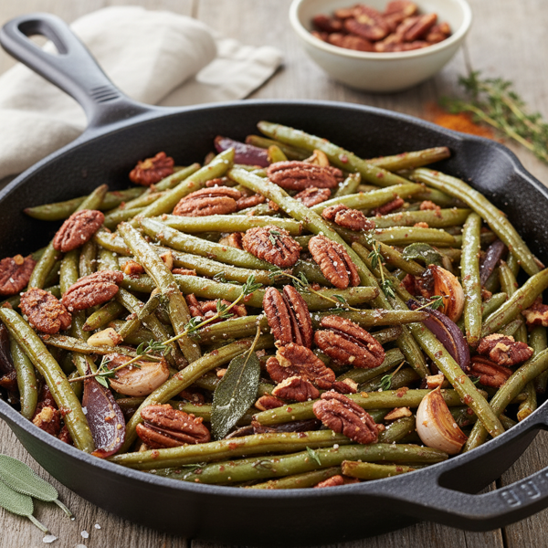 Savory Harvest Green Beans with Spiced Pecans recipe