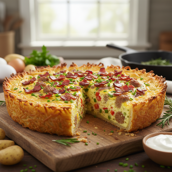 Savory Hash Brown Breakfast Quiche recipe