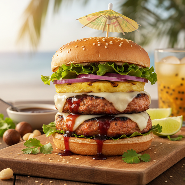 Savory Hawaiian Teriyaki Chicken Burgers recipe