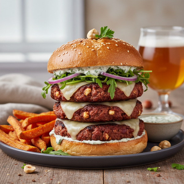 Savory Hazelnut & Kidney Bean Burgers recipe