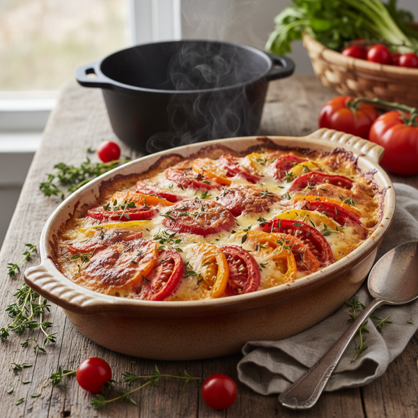 Savory Heirloom Tomato and Thyme Gratin recipe