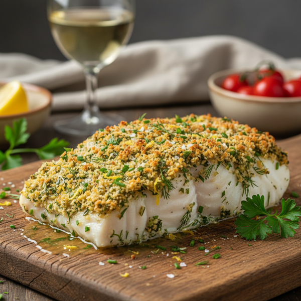 Savory Herb-Crusted Baked Halibut recipe
