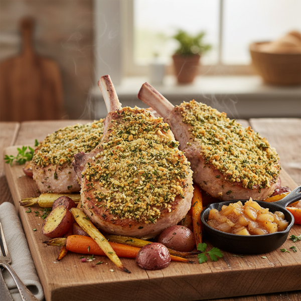 Savory Herb-Crusted Baked Pork Chops recipe