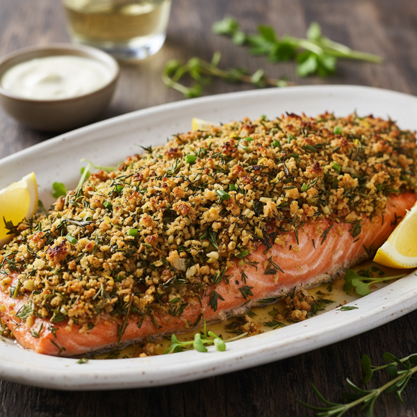 Savory Herb-Crusted Broiled Steelhead recipe