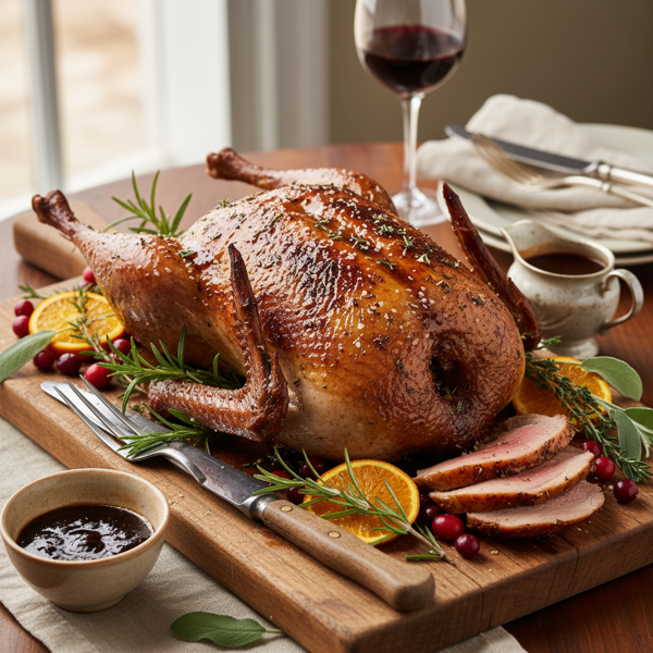 Savory Herb-Glazed Roast Duck recipe