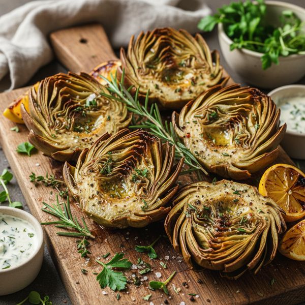 Savory Herb-Infused Baked Artichokes recipe