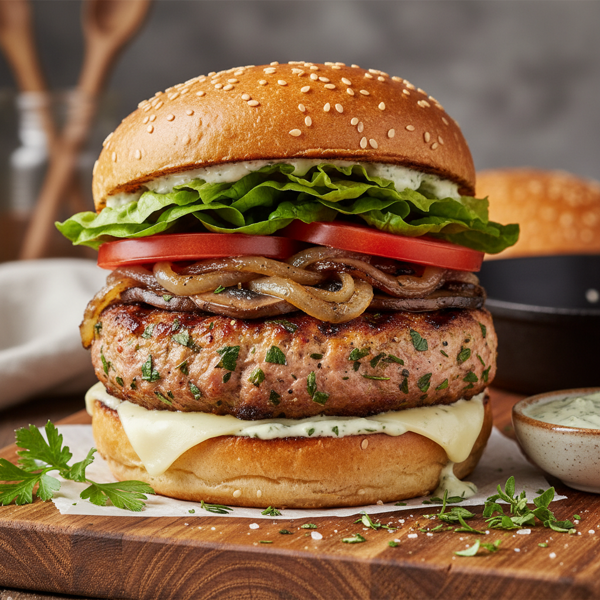 Savory Herb-Infused Chicken/Turkey Burgers recipe