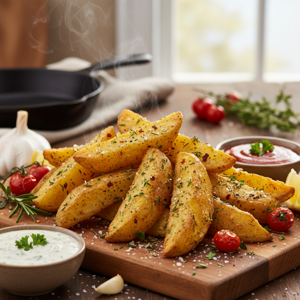 Savory Herb-Infused Crispy Potato Wedges recipe