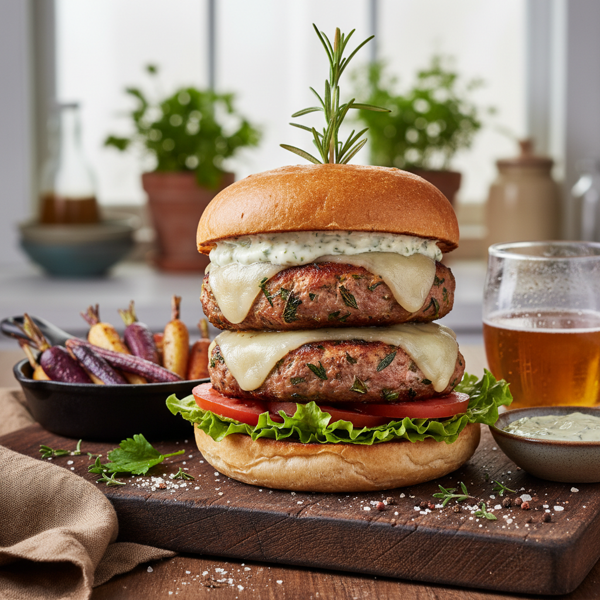 Savory Herb-Infused Pork Burgers recipe