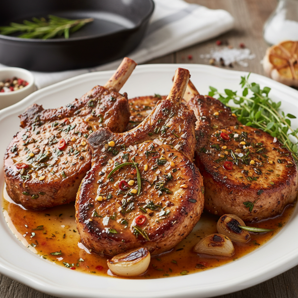 Savory Herb-Infused Pork Chops with Pan Sauce recipe