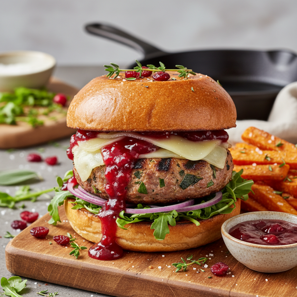 Savory Herb-Infused Turkey Burgers with Cranberry Glaze recipe