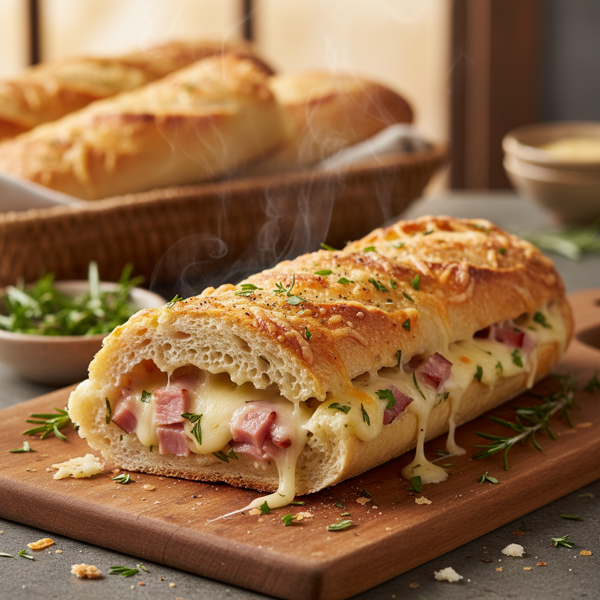 Savory Herb & Ham Cheese Baguette recipe