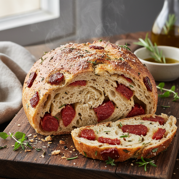 Savory Herb and Pepperoni Artisan Bread recipe