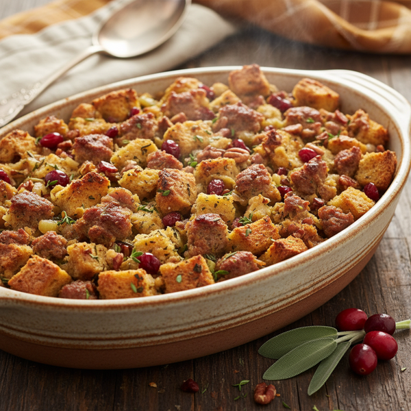 Savory Herb and Sausage Thanksgiving Stuffing recipe