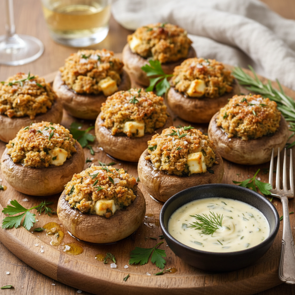 Savory Herbed Stuffed Button Mushrooms recipe