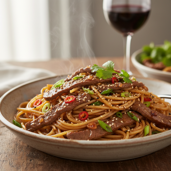 Savory Hoisin Beef Spaghetti recipe