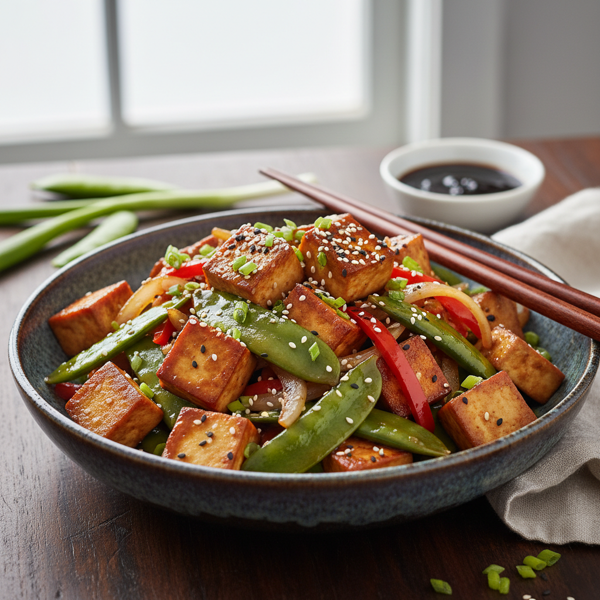 Savory Hoisin Tofu Stir-Fry with Crisp Snow Peas recipe
