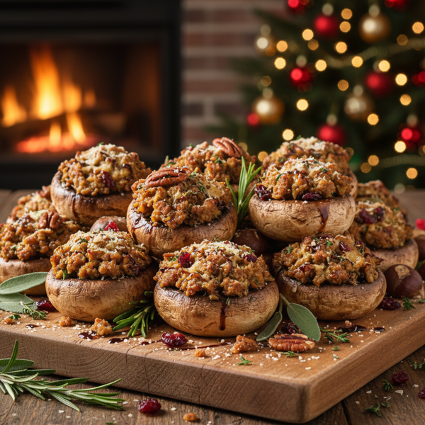 Savory Holiday Stuffed Mushrooms recipe