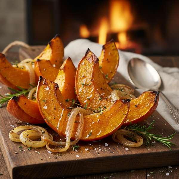 Savory Honey-Glazed Roast Pumpkin with Caramelized Onions recipe