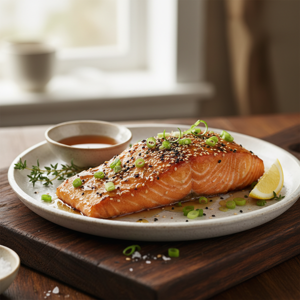Savory Honey-Glazed Salmon with Sesame and Scallions recipe
