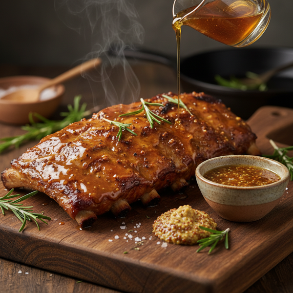Savory Honey-Mustard Glazed Ribs recipe