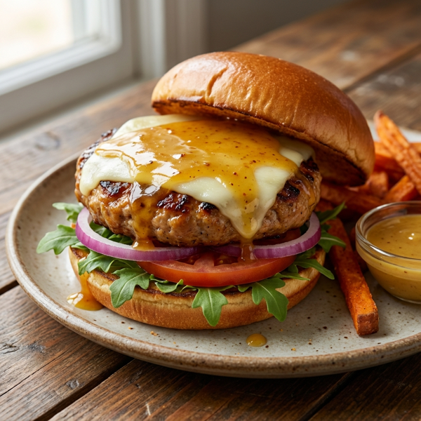 Savory Honey-Mustard Turkey Burgers recipe