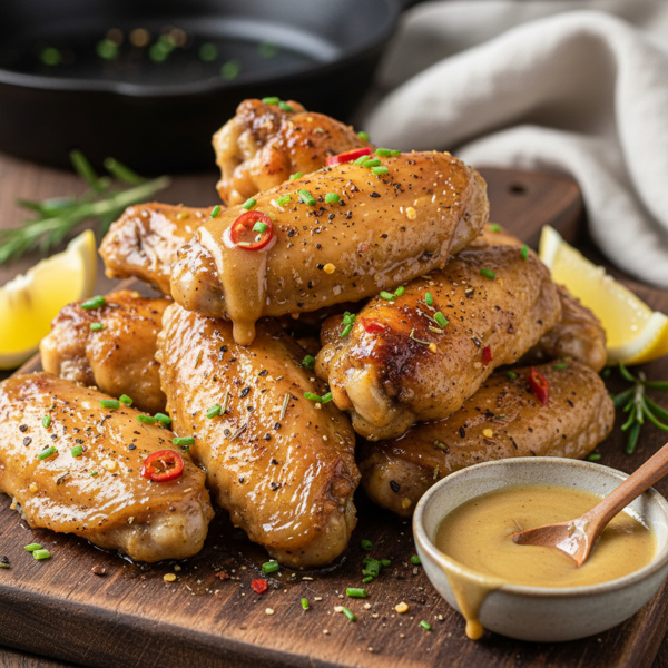 Savory Honey Mustard Glazed Chicken Wings recipe