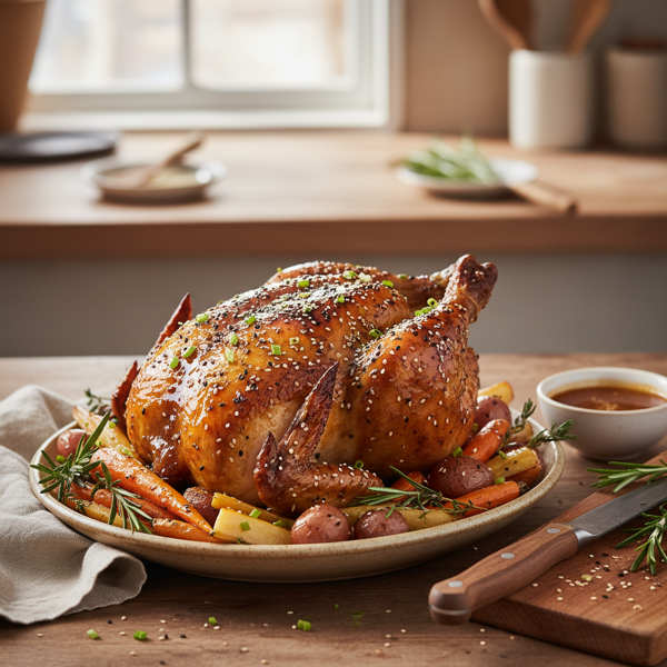 Savory Honey Sesame Glazed Roast Chicken recipe