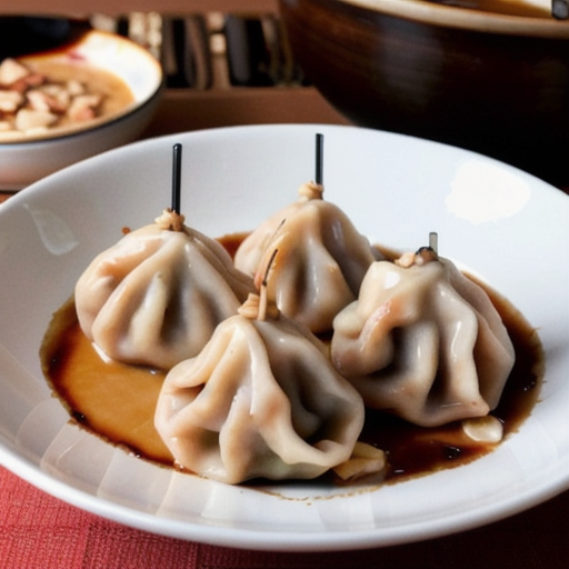 Savory Hunan Pork Dumplings with Creamy Peanut Sauce recipe