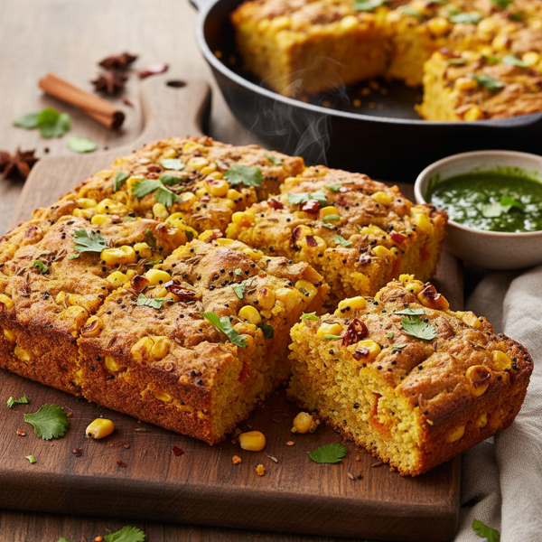 Savory Indian Spiced Pumpkin Cornbread recipe