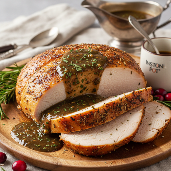 Savory Instant Pot Turkey Breast with Rich Herb Gravy recipe