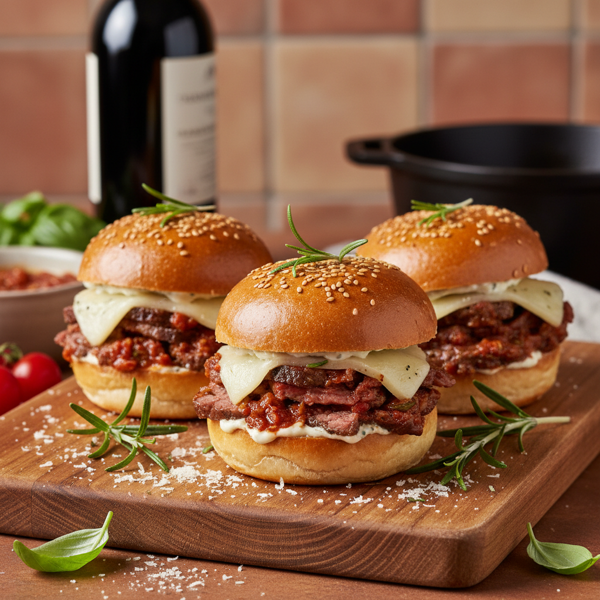 Savory Italian Beef Brisket Sliders recipe