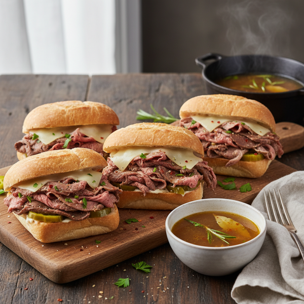 Savory Italian Beef Sandwiches with Herb-Infused Broth recipe