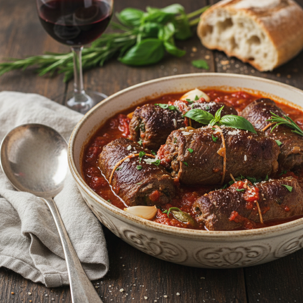 Savory Italian Braciola in Tomato Wine Sauce recipe