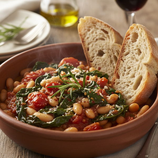 Savory Italian Braised Chard with Beans and Tomatoes recipe
