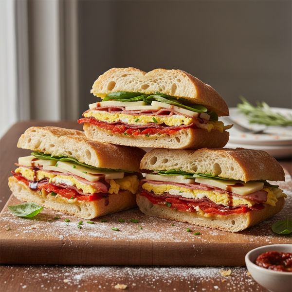 Savory Italian Ciabatta Breakfast Sandwiches recipe