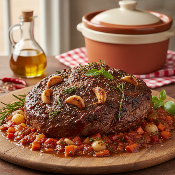 Savory Italian Garlic Infused Crock Pot Roast recipe