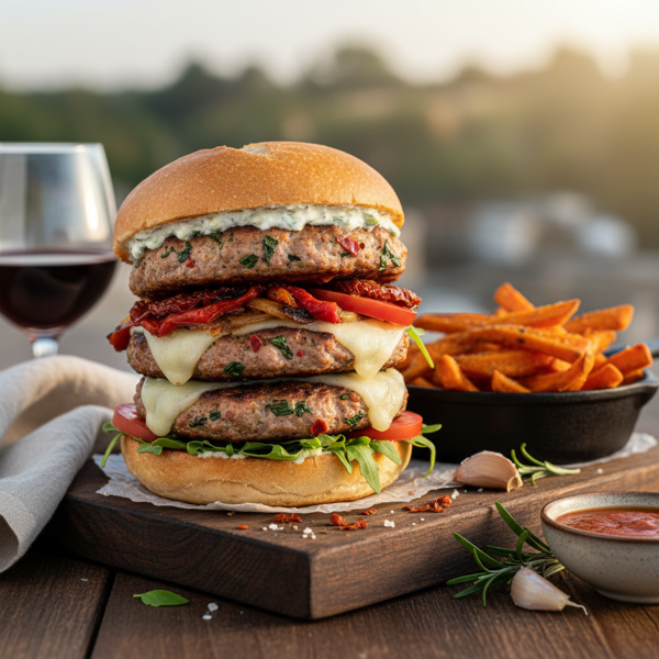 Savory Italian Infused Turkey Burgers recipe