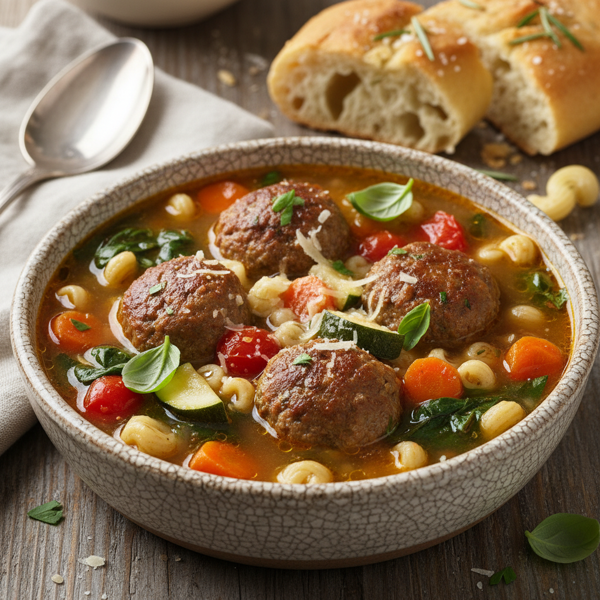 Savory Italian Meatball and Vegetable Soup recipe