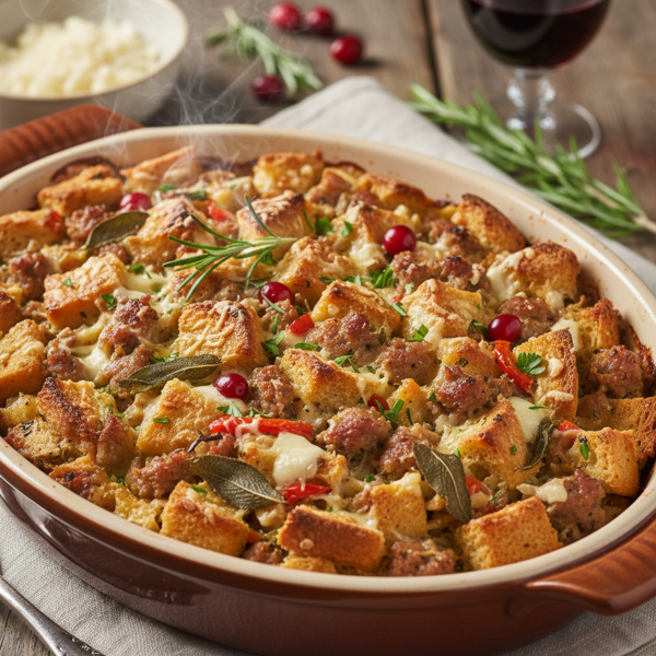 Savory Italian Sausage Stuffing Bake recipe