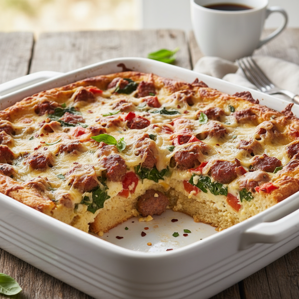 Savory Italian Sausage & Cheese Breakfast Strata recipe