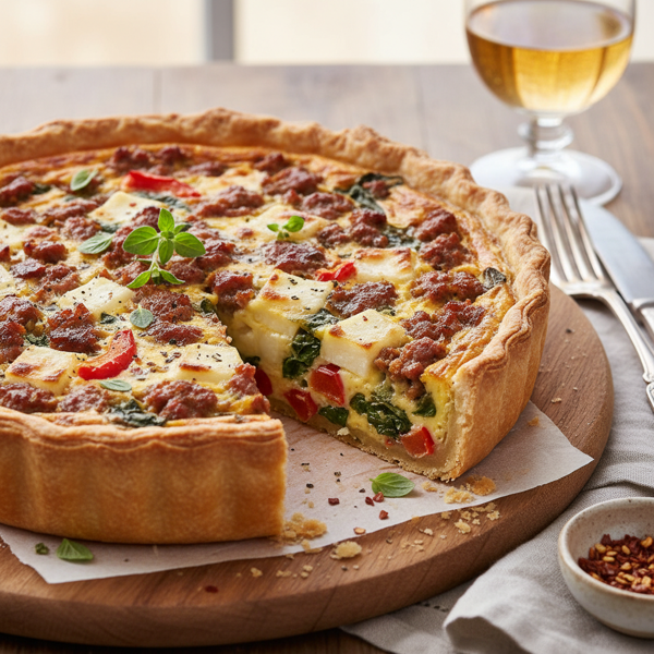 Savory Italian Sausage & Provolone Quiche recipe