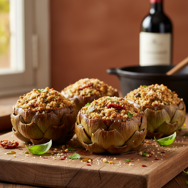 Savory Italian Stuffed Baby Artichokes recipe