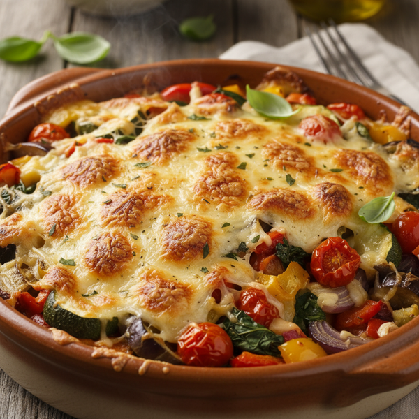 Savory Italian Vegetable Bake with Cheese Crust recipe