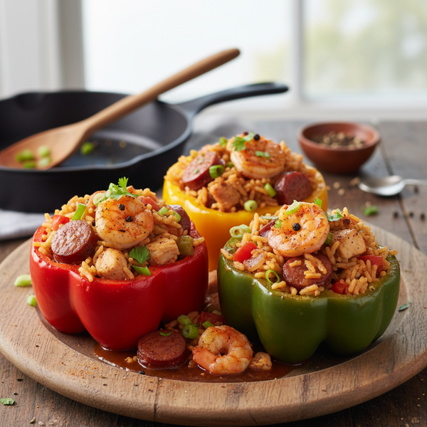Savory Jambalaya-Stuffed Bell Peppers recipe
