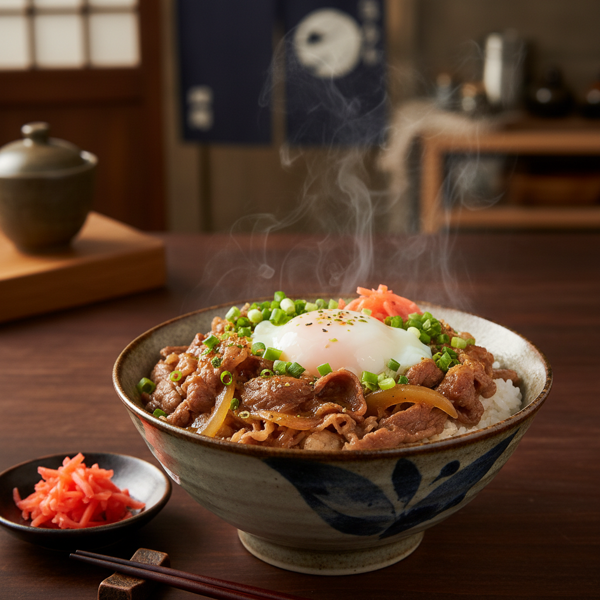 Savory Japanese Gyudon Beef Rice Bowl recipe